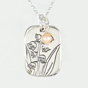 Far Fetched Lily of the Valley Pearl Quote Pendant Necklace 925 Sterling Silver